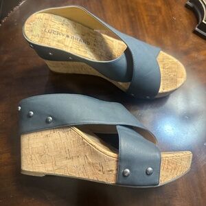 Lucky Brand Navy Wedge Sandal